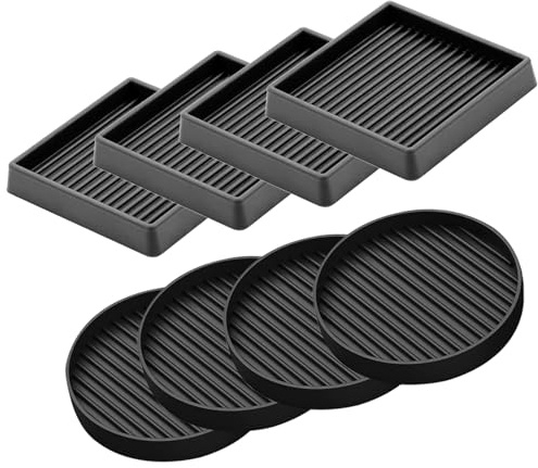 Glarks Schwarz 8Pcs 2 x 2in Runde und quadratische Form rutschfeste Möbel Pads Gummi Anti Rutsch Caster Cups, Beinuntersetzer Couch, Stuhl, Füße und Bett Stopper Anti-Rutsch Bodenschutz für Möbel