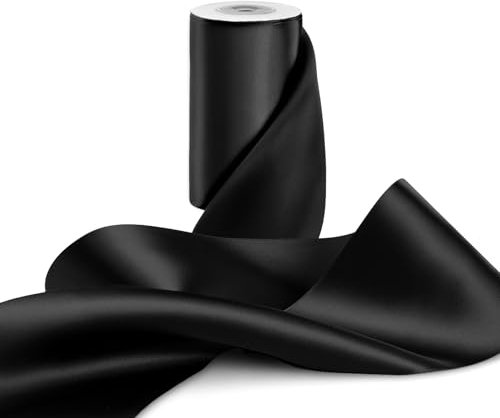 FAKILO Geschenkband 10 cm Breites Satinband Band Große Schleifenband für Hochzeit, Geschenkverpackung, Weihnachten, Stuhl-Schärpen, Scherpe, Grand Öffnung (Schwarz, 10 cm x 9,1 m)