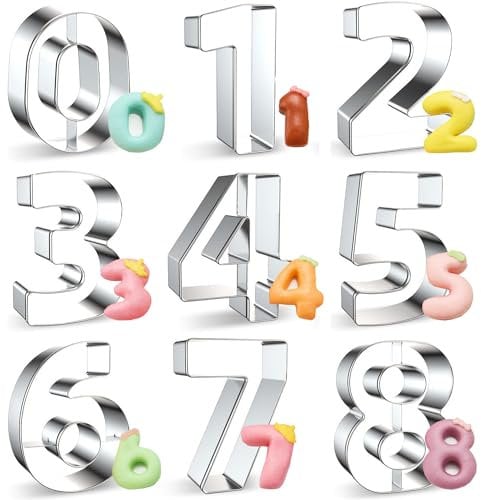 Zahlen Ausstecher, 9 Stück Ausstechformen Zahlen 0-9 Edelstahl Digitaler Keksausstecher Fondant Cookie Cutter Backen Kekse Ausstechform Plätzchen