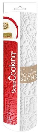 ScrapCooking - Tapis Bûche Silicone « Sweet Xmas » - Moule Bûche de Noël 3D en Relief - 28,3 x 18 cm - Qualité Professionnelle - Pâtisserie, Dessert, Gâteau Original - Avec Recette - Blanc - 1976