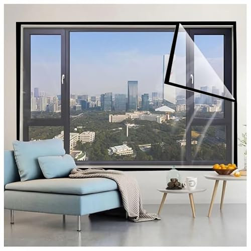 Isolier-Schutz-Vorhang Schwarz 55x160cm Winter-Fenster-Isolierung Winddicht Und Warm Mit Magischen Aufklebern HäLt KäLte DraußEn Sturm Und Schneesturm