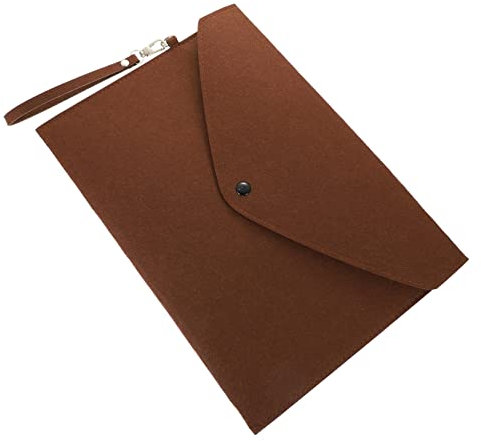 PLAFOPE Filz Aktentasche A4 Mit Druckknopfverschluss Business Aktenordner Wasserabweisend Braun Mit Umhängeband Für Büro Und Schule