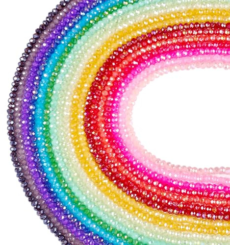 Sparkeads 2754 piezas cuentas de cristal facetadas de color AB, cuentas de vidrio a granel arcoíris, cuentas de 3mm redondas facetadas rondelle, cuentas para pulsera, cuentas espaciadoras, cuentas