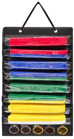 Kampfsport Gürtel Organizer, Taekwondo-Gürtelständer, Tragbarer Karate-Gürtel-Display-Halter Mit Medaillen-Aufhängestab,Für Die Aufbewahrung Von Taekwondo,Judo Und Karategürteln Und Medaillen(Schwarz)