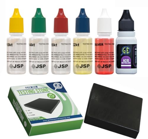 Kit di valutazione del tester per gioielli in oro e argento 10K 14K 18K 22K 24K Test metalli preziosi 999 925 con test di pietra di scarto