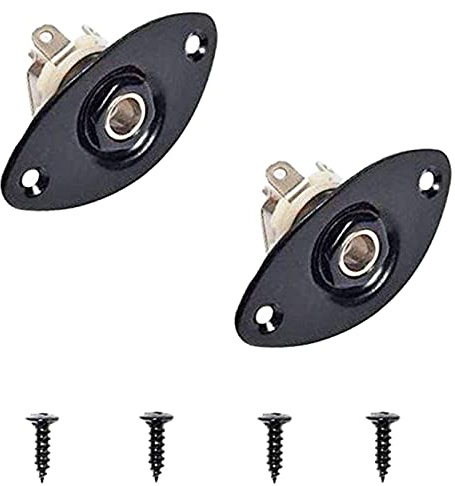 ISTOVO 1/4Inch Oval Dented Electric Guitar Jack Output Plate Socket Jackplate,2Pack