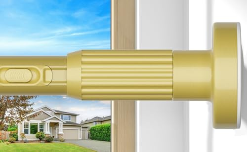 AIZESI Gardinenstange ohne Bohren 150-372cm Gold Ø32mm Teleskopstange | Verstellbare Klemmstange mit Federzug, kein Verrutschen. Ideal für Gardinen, Trennwand, Balkon & Duschvorhang