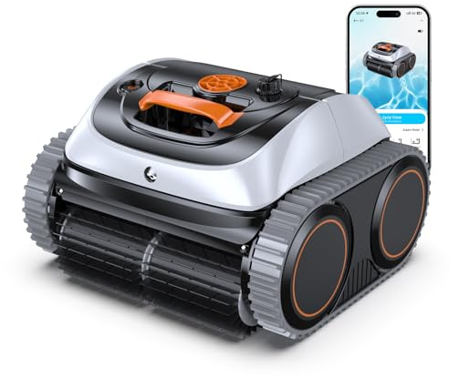 WINNY POOL CLEANER C1 by Wybot Robot Piscina e Robot Piscina Fuori Terra, 210 min di Autonomia, Pulisce Fondo e Pareti, Navigazione Intelligente, per Piscine Interrate e Fuori Terra, Arancia Bianca