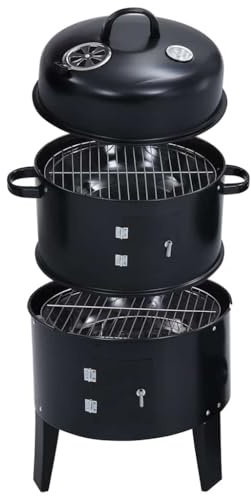 Solivagant Griglia Barbecue a Carbone 3-in-1 40x80 cm,Nero,6.75kg