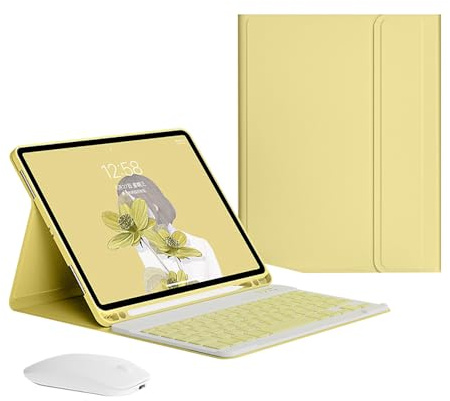 Bueuwe Funda Teclado para iPad Mini 2/3/4/5 de 7,9 Pulgadas, Ratón y Teclado Bluetooth inalámbrico magnético Desmontable,Lemon Yellow