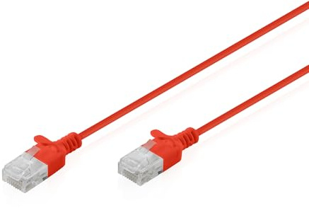 DIGITUS LAN Kabel Cat 6 – 1.0m – 1 Gbit/s – 1 Stück – ungeschirmt U-UTP – Slim AWG 32/7 – PoE+ – LSZH – 250 MHz – RJ45 Netzwerkkabel Patchkabel Ethernetkabel – Rot