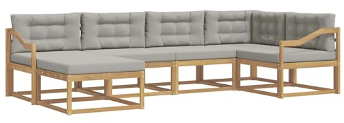 vidaXL Outdoor-Sofagarnitur 5 pcs Weiß und Hellgrau Polyester, Patio-Sofa, Moderne Outdoor-Sitzgruppe, langlebige Gartenmöbel, wetterfest für die Lounge im Garten