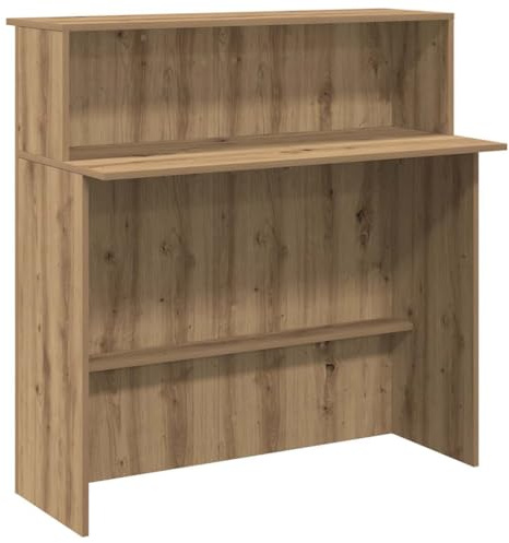 POUFGDR Empfangstheke Artisan-Eiche 100x50x103,5 cm mit hohem Tresen und Seitenwänden aus Holzwerkstoff