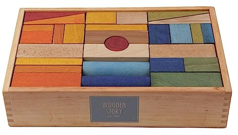 Wooden Story Regenbogen Holzklötze XL 63 Teile