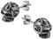 JewelryWe Bijoux Boucles d’Oreilles Homme Punk Tête de Mort Crâne Clous d’Oreilles Zircon Gothique Acier Inoxydable Fantaisie Couleur Noir Argent