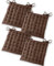 Gräfenstayn® 4er-Set Baumwoll-Sitzkissen 40x40x5cm mit Haltebändern für Indoor und Outdoor mit Öko-Tex Siegel - (Braun)