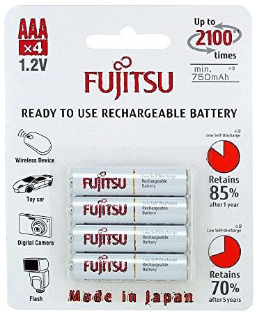 4 Fujitsu HR4UTC AAA Ready-to-use 2,100 Times Rechargeable Batteries NiMH 1.2V 800mAh (Min. 750mAh) Made in Japan