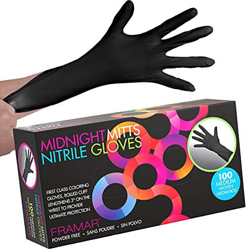 FRAMAR Gants Jetables Noir - Gants Nitrile M, Gant Nitrile Noir, Gant Jetable Noir, Gants Menage, Gants Mecanicien, Gant Menage, Gants Jetables M, Gants Latex Noir, Gant Cuisine, Gants Noir, M – 100
