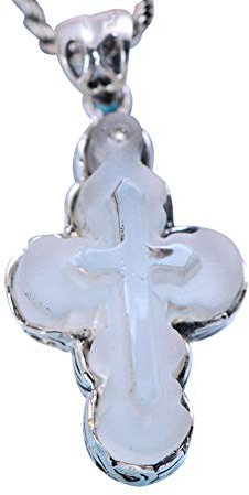 Jade Angel Collar de plata de ley 925 con colgante de cruz de cristal transparente, cadena de cuerda de plata