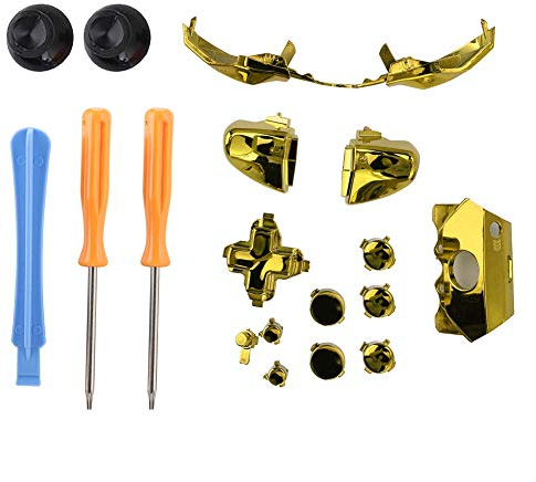 Denash Set di Pulsanti Colorati per Controller One, Kit di Parti di Ricambio per Cacciavite a Pulsante LB RB LT RT Game LB(Oro)