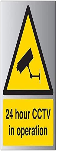 V Safety 24 Hour CCTV In Operation Sign - 200mm x 300mm - Self Adhesive Alu Effect