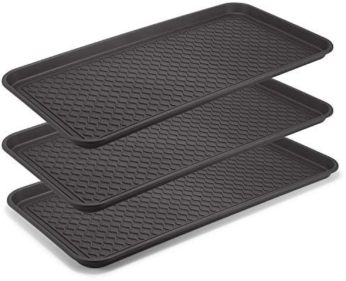 Supremery 3X XL Schuhabtropfschale Schuhmatte Ablage - Schuhablage 76x38x3cm mit erhöhtem Rand - Abtropfschale Schwarz für Schuhe Regen Herbst Winter Welpenunterlage - auch für Katzen
