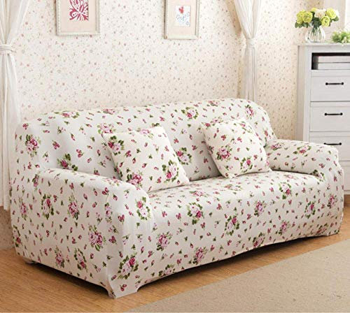 ZGQ Sofabezug Stretch L Form Moderne Ecksofa Überzüge Sofa schonbezug 1 2 3 4 sitzer, Für die Küche zu Hause Sofa Schutz, Schlafzimmer, Wohnzimmer Moderne,White Rose,4 Seater, 92-118 inch