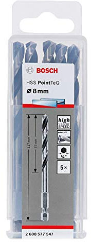 Bosch Accessories 2608577547 Bosch 2608577547-HSS - Punta esagonale per trapano a 5 punte