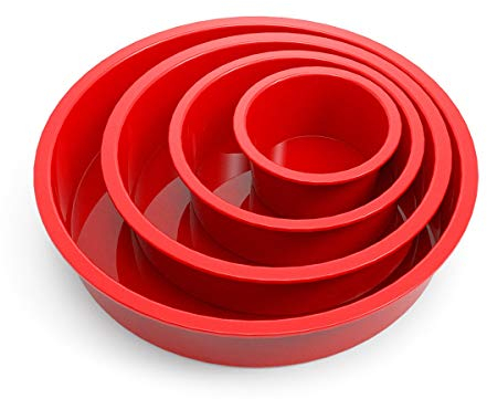 SILIVO Silikon Backform Rund, 4 STK. Kuchenform Silikon, Antihaft- & schnell abgelöstes Backformen Set für Schichtkuchen, Käsekuchen, Regenbogenkuchen und Chiffonkuchen(9+14+19+24 cm)