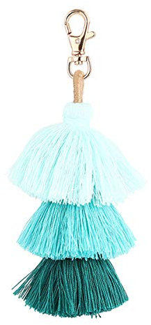 ZOONAI Llavero con borlas de colores para mujer, llavero de coche, monedero, Verde pálido, Talla única