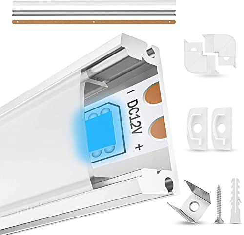 Profilé LED en aluminium EDELHAND© - 10 x 1 m - Kit complet avec cache LED en verre dépoli pour une lumière parfaite - Profilés en aluminium LED avec raccords d'angle