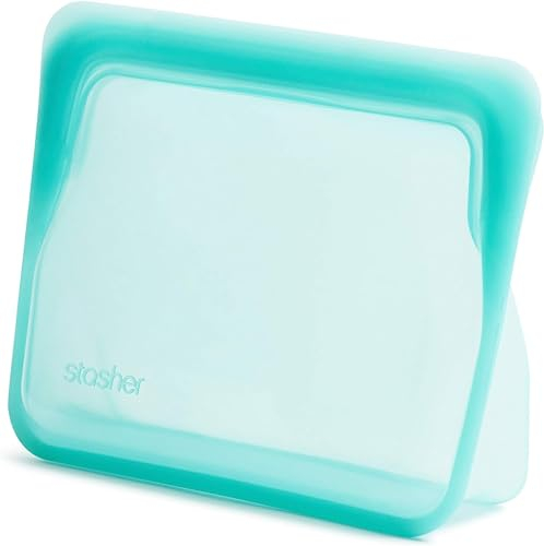 Stasher Premium Silicone Réutilisables Sac Aqua, Stand Up Mini Bag, Stockage des Aliments, Sac à Snacks, Durable, Résistant au Four, Lave-Vaisselle & Congélateur, Écologique, 828 ml