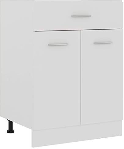 vidaXL Armario de Cocina Mobiliario Muebles Duradero Mesa de Trabajo Almacenamiento Cuencos Platos Ollas Alacena de Contrachapada Blanco 60x46x81,5 cm