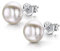 Amberta Damen Ohrringe aus 925 Sterling Silber mit Perlen: 7-8 mm Weiße Perle
