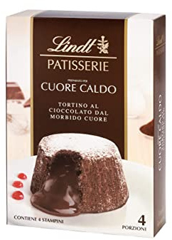 Lindt Schokolade - PATISSERIE Lava Cake | 240 g | Backmischung für 4 Portionen Cuore Caldo aus feinster Schokolade mit flüssigem Kern | Patisserie | Backmischung | Schokoladengeschenk