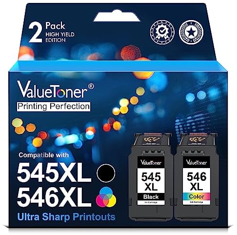 Valuetoner PG-545XL CL-546XL Patronen Ersatz für Canon Druckerpatronen 545 546 für Canon 545 546 für Canon Pixma MX495 TR4550 TR4551 TS3300 TS3551 MG2555S MG2550S (1 Schwarz, 1 Farbe)