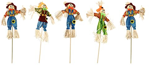 Cabilock 5Stücke Halloween Vogelscheuche : Harvest Vogelscheuchen Thanksgiving Vogelscheuche mit BambusstockVogelscheuche Herbst Ernte mit Bambusstock für Herbst, Garten, Party, Hofdekoration
