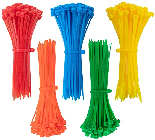 500 Pezzi Fascette Plastica Colorate 95 mm x 2 mm Fascette Elettricista Piccole Cavi Nylon per Cable Management Giardinaggio 5 Colori Rosso Giallo Blu Verde Arancione