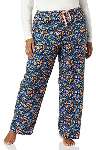 Amazon Essentials Pantaloni di Pigiama in Flanella Donna, Blu Marino Stampa Floreale, XXS
