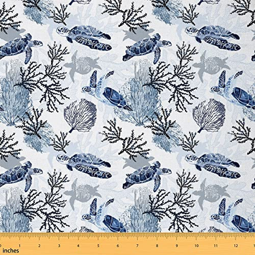 Meeresschildkröten Stoff Meterware Schildkröten Polsterstoff Sommer Hawaii Ozean Strand Outdoor Stoff nautischer Küsten Dekorationsstoff Tier Reptil Schildkröte wasserdichter Stoff DIY 184x150 (HxB)