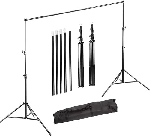 BOLLUMA Photo Video Studio 3x3.65m / 10x12ft Heavy Duty Backdrop Stand Aluminum Alloy Background Support System Kit with Carry Bag for Photography Muslin, Paper Backdrop, Background Screen Panel