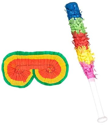 NEU Pinata-Set, Schlagstock (43cm) und Augenbinde