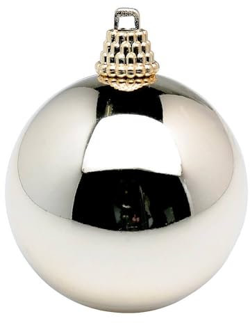 Deco Woerner Glänzende, Champagner Weihnachtskugeln aus Kunststoff, 10 cm Ø - 6 Stück