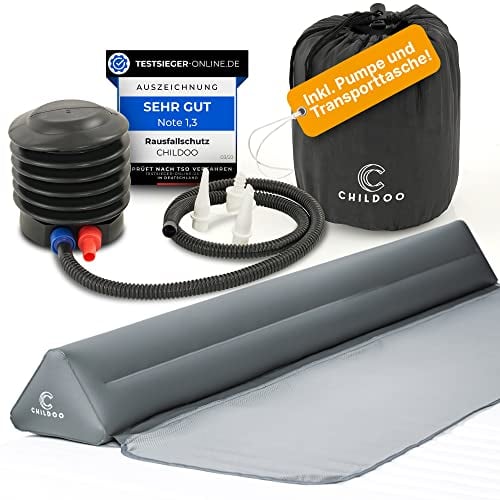 CHILDOO Rausfallschutz Bett Reise für Kinder & Baby - aufblasbares Bettgitter Rausfallschutz Boxspringbett - Bettschutzgitter Kinderbett Elternbett - tragbarer Fallschutz Bett Rausfallschutz 200cm