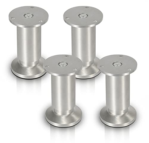 Gimisgu Aluminium Möbelfüße 4er Set,Runde Möbelfuß Sockelfuß,Höhe 150mm,Höhenverstellbar:15mm,Belastbar bis 250 Kg,Geeignet für Sofa, Bett, Nachttisch, Schrank