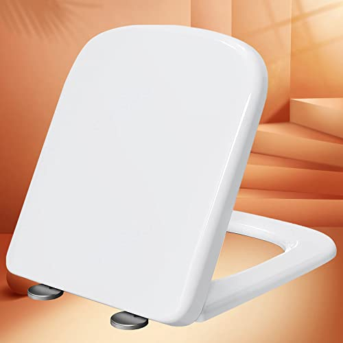 Quadratischer WC-Sitz Soft Close Top Fixing WC Soft Close Sitze Top Fixing Weißer Toilettendeckel mit Deckel, Schnellverschluss für einfache Reinigung, weiß-36 * 45 cm