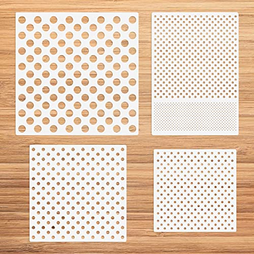 CIEOMODA Polka Dots Schablonen, 4 Stück, verschiedene Größen, wiederverwendbar, Kreismuster, Kunststoffschablonen für Bastelarbeiten, Malerei auf Holz, Möbeln, Kissen, Fliesen, Leinwand, Boden und