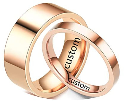 Beydodo Promise Ringe für Sie und Ihn Sets, Ringe Gravierter personalisierter Wolfram-Bandring 8 mm/4 mm Größe L und Größe N