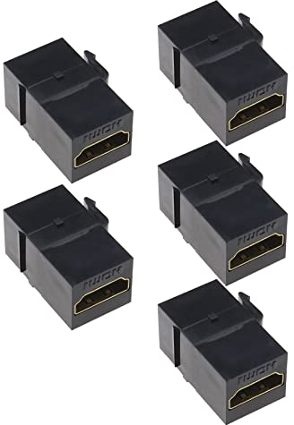 ECSiNG 5 STÜCKE HDMI Keystone Koppler Buchse auf Buchse Klinkeneinsatz 3D 4K Koppler Adapter für Blu-Ray Player Streaming Video Player HDTV Projektor Computer Schwarz