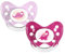 dentistar Silikon Schnuller 2er-Set – Größe 1 Schnuller 0-6 Monate – Zahn- & kieferfreundlicher Nuckel mit Dental-Stufe – BPA-frei – Made in Germany - Dinos Rosa & Pink
